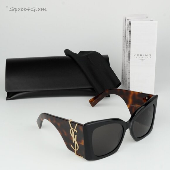 BRAND NEW Saint Laurent SLM119 BLAZE 003 Black Havana Cat Eye Women Sunglasses - Picture 11 of 12